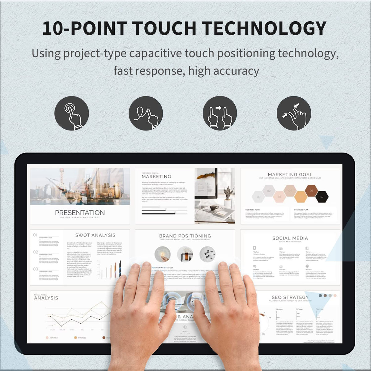 TouchWo 27 inch Android 11 Touchscreen Monitor Tablet, 16:9 FHD 1080P, WiFi & BT, Built-in Speakers, RK3568 4GB RAM & 32GB ROM, Smart Board for Classroom, Meeting & Game