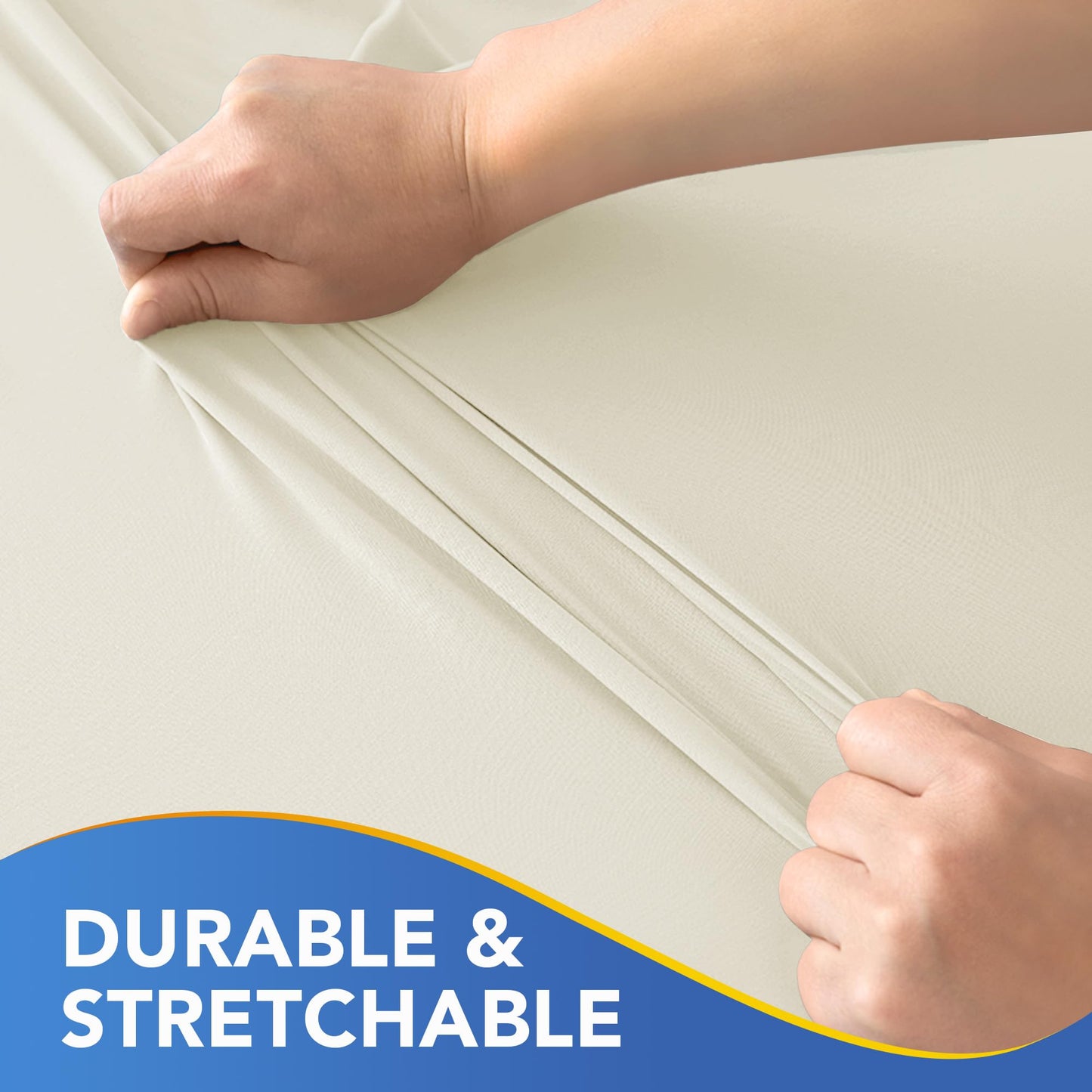 Enjoyidea Square Fitted Tablecloth 34x34 Inch-2 Pack Cream Elastic Spandex Table Cover-Small Stretch Card Folding Table Cloths Topper Cap for Kitchen Dining Picnic Patio Outdoor Party Tables