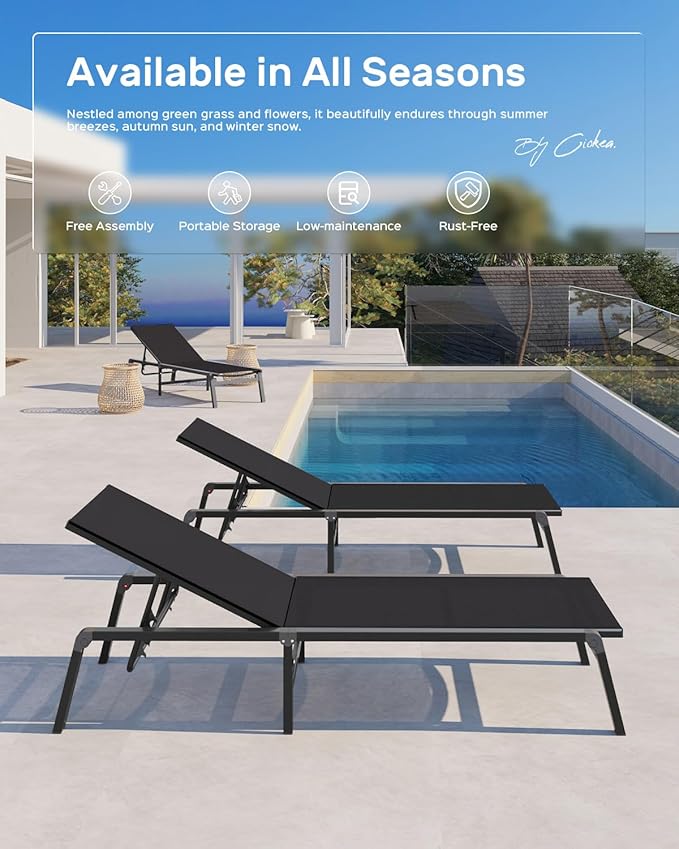 Patio Chaise Lounge Chair, Foldable Lounge Chair
