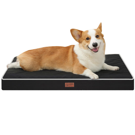 YIZHUOPET Orthopedic Dog Bed,Small M Sized Dog 30''X20''x3'' Soft Waterproof Egg Foam Pet Crate Beds Mat or Kennel Pads with Removable Washable Cover,Non-Slip Bottom,Black