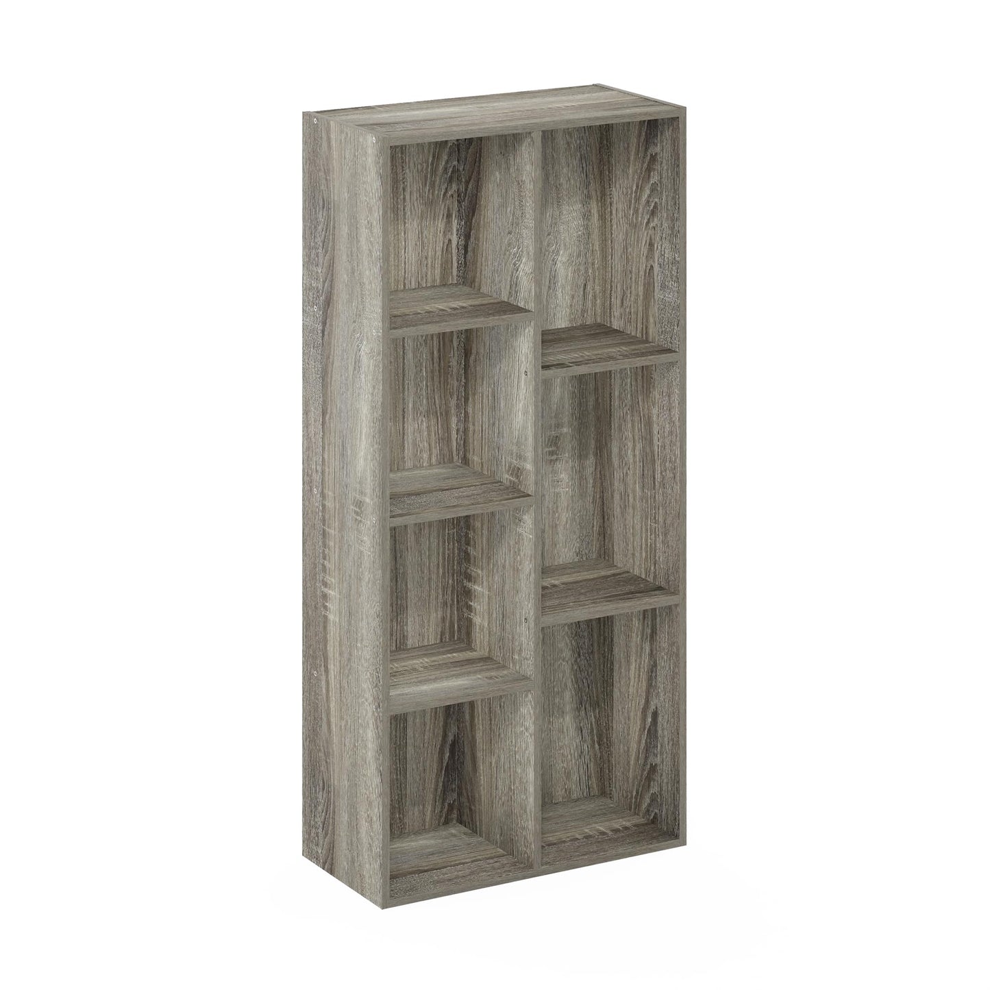 Furinno LUDER Book Shelf, 7-Cube Bookshelf, Bookcase with Open Shelves, 9.4 x 19.5 x 41.7, Easy Assembly, for Living Room, Bedroom, Home Office, French Oak