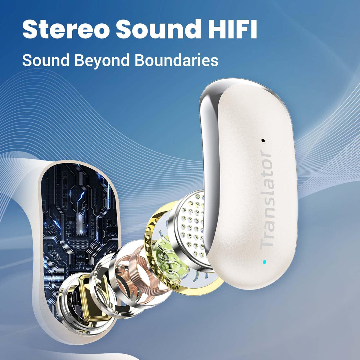 ANFIER AI Translator Earbuds Translation Earbuds Real-Time 98% Accuracy 0.5s Response |Lifetime Free Offline Translation(8 Languages) & Online Translation(144 Languages) AF56 Beige