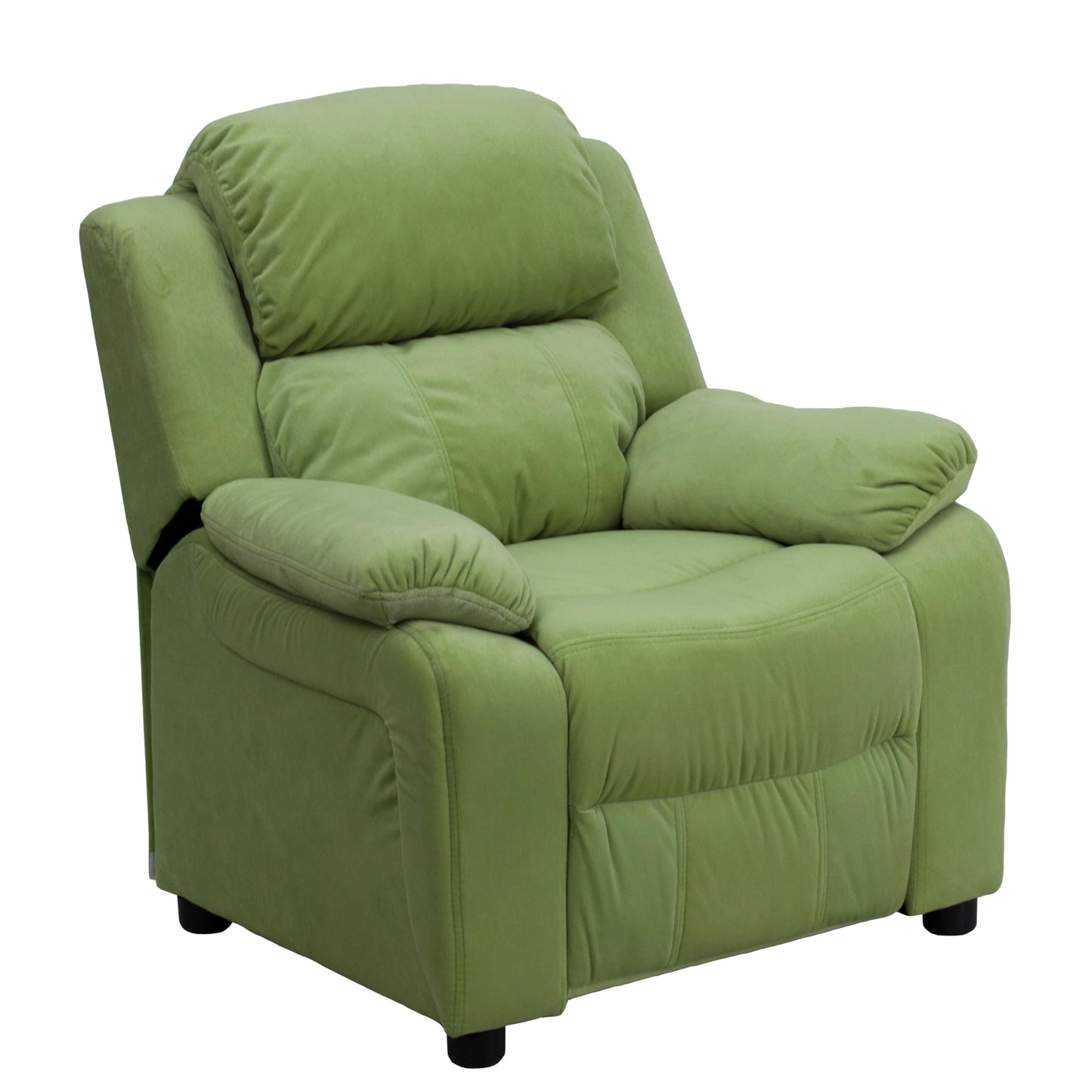 Flash Furniture Charlie Microfiber Kids Recliner with Flip-Up Storage Arms and Safety Recline, Contemporary Reclining Chair for Kids, Supports up to 90 lbs., Avocado