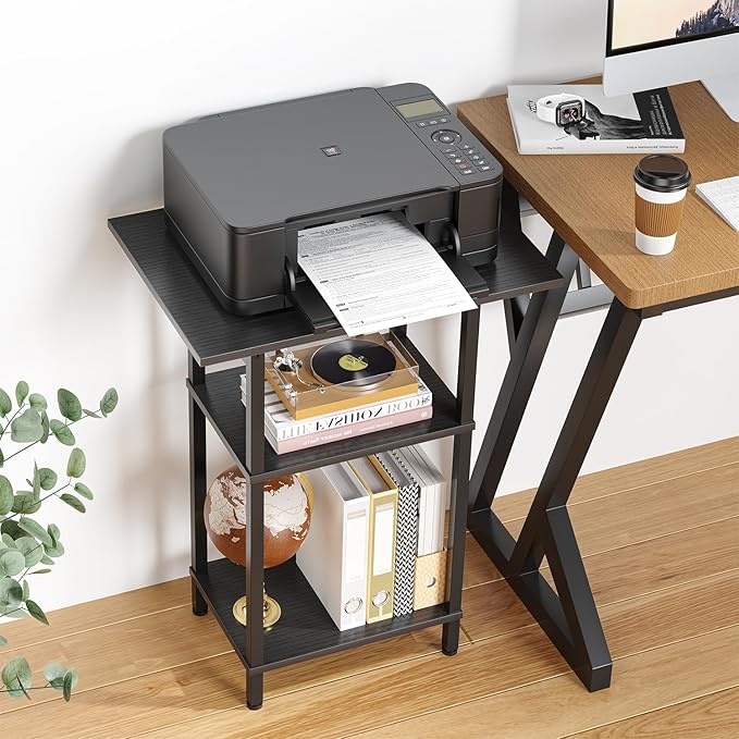 Asgolion Tall End Table with Charging Station, Skinny Nightstand with USB Ports