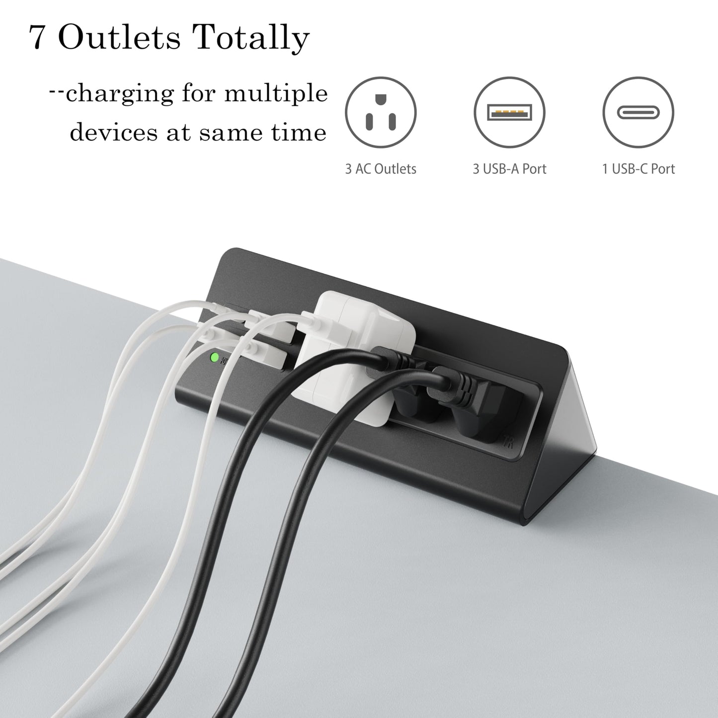 Desk Clamp Mount Power Strips, 4 USB Ports& 3 AC Outlets Charging Station, PD 20W Fast Charging USB C, 6Ft Extension Cord Desktop Power Hub, Home Office Desk Accessories, 2-Pack (Black)