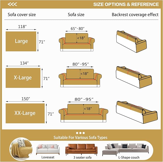 DREAMINGO Modern Minimalism Mustard Yellow Couch Cover Sectional Sofa Covers