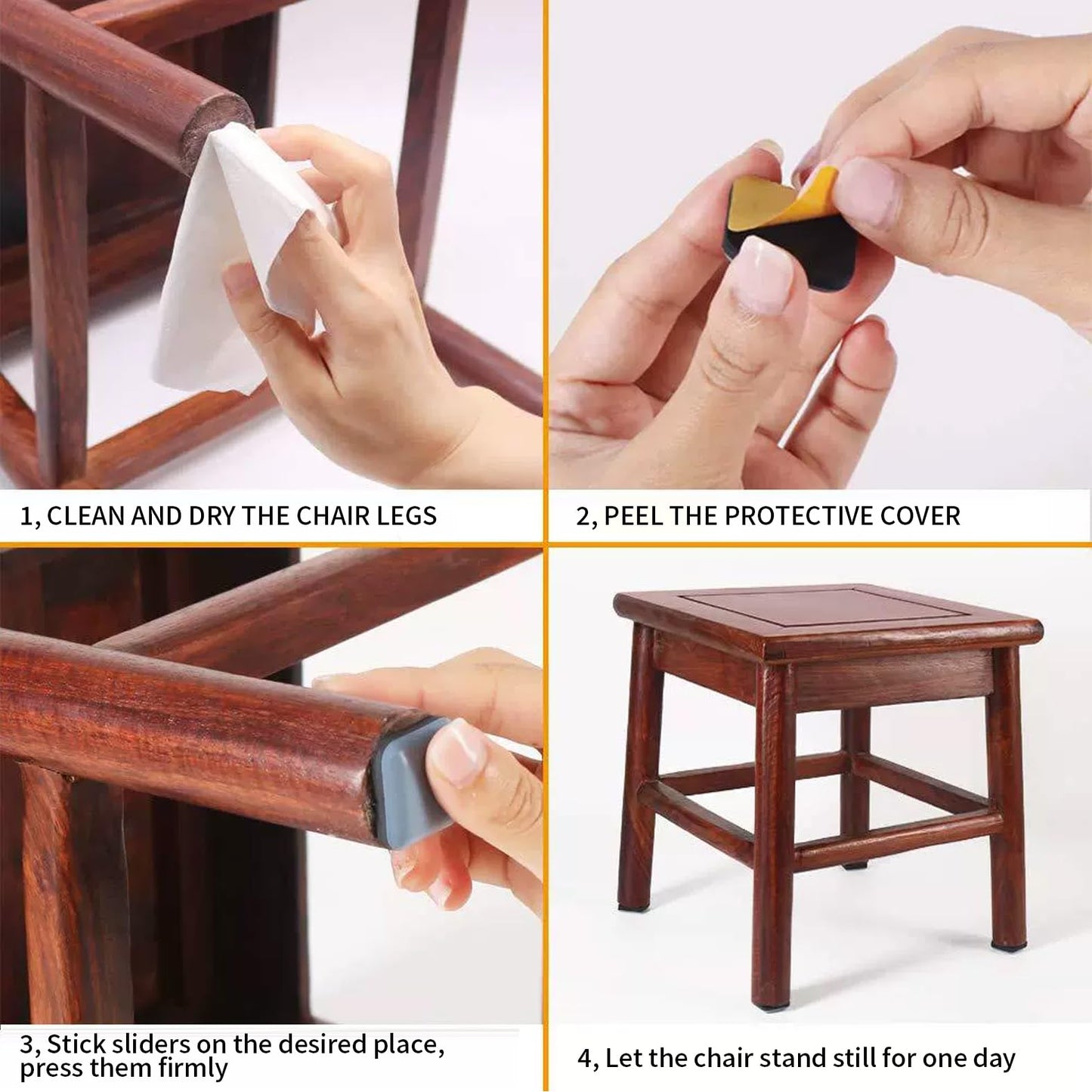 OYWOBET 12 Pcs 0.94×1.38Inch Rectangle Self-Stick Furniture Sliders, Small Furniture Chair Sliders for Wood Floors, Ceramic, Carpet Gliders (Square 24 * 35mm)