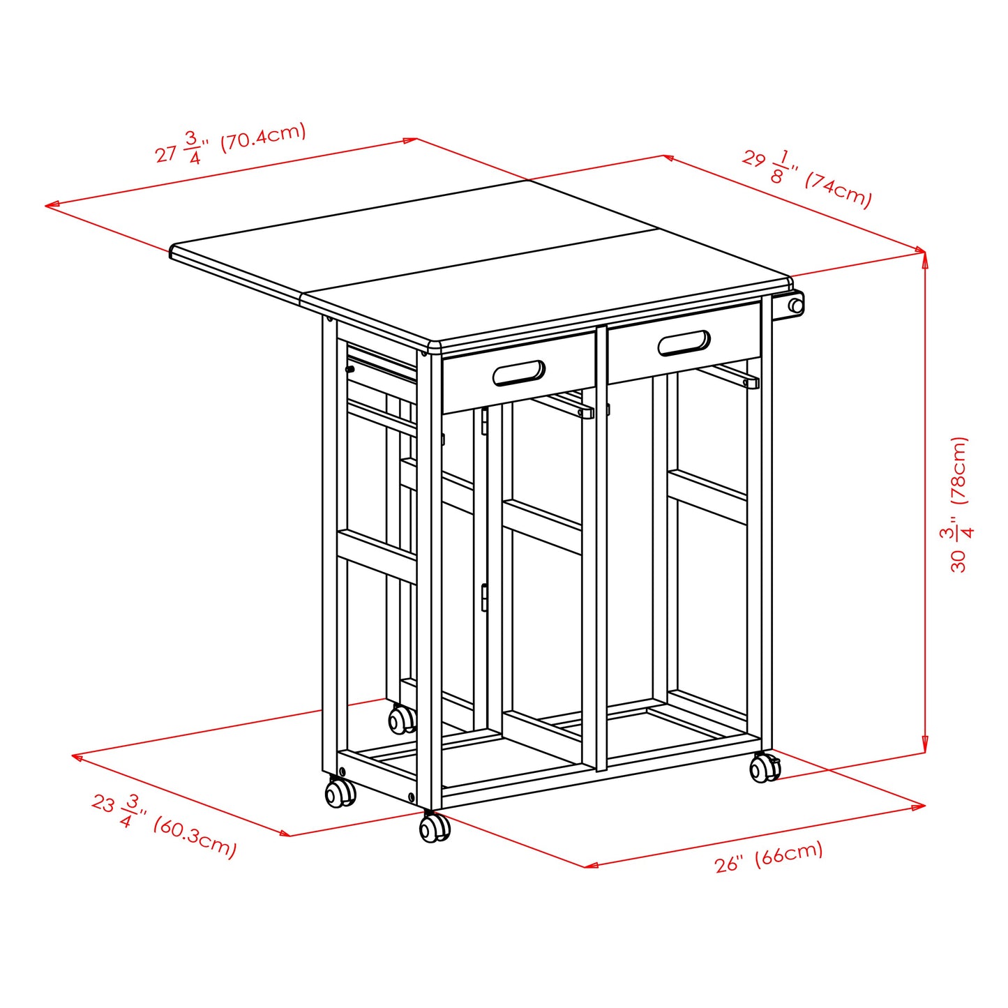 Winsome Suzanne Kitchen Table Set with Stools, 33" in Coffee, Convenient Sturdy Mobile Kitchen & Dining Room Table & Chairs with Storage for Small Spaces, Dorms, Apartments