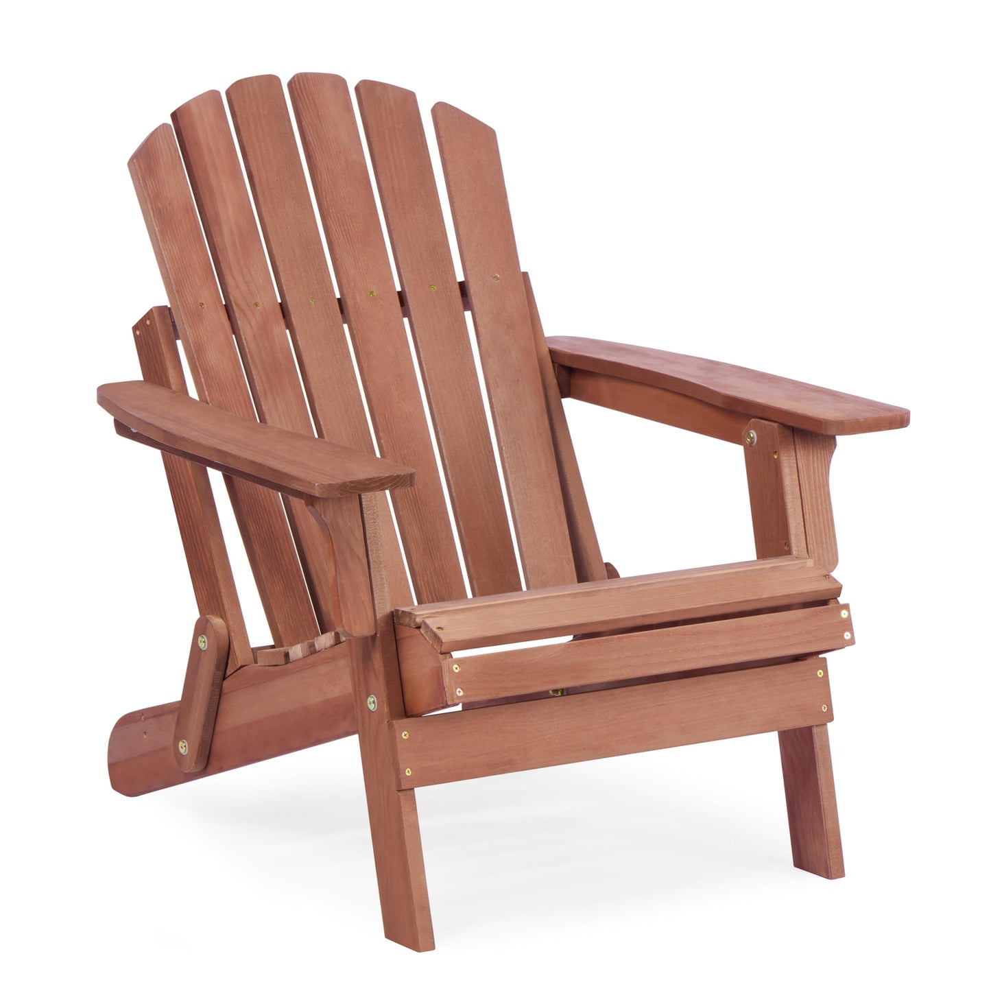 Wood-Natrl Oversized Wooden Folding Adirondack Chair with Pre-Assembled Backrest and Seat Board, Lounge Chair for Outdoor Patio Garden Lawn Backyard Firepit Deck Pool Beach