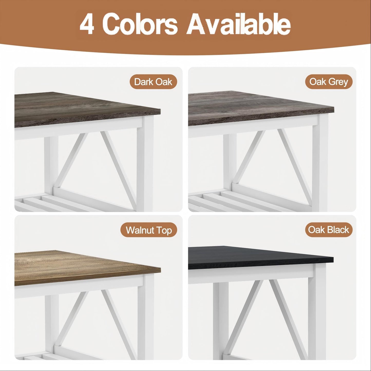 UYIHOME Farmhouse Coffee Table, White Oak Coffee Table for Living Room, 2-Tier Rectangular Wooden Centre Cocktail Table with Slats Shelf Storage and V-Shaped Frame Modern Coffee Oak Grey