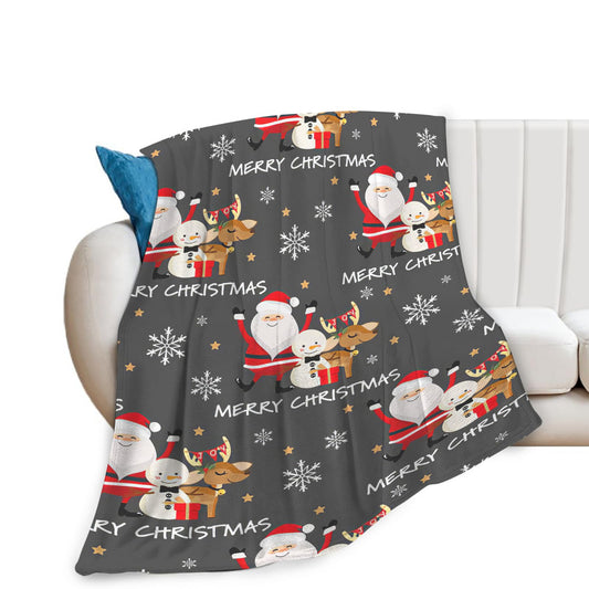 Snowman Santa Claus Throw Blanket for Girls Boys Women Men Kids Adults Soft Flannel Fleece Blanket for Couch Sofa Bed Home Decor 40"x50"