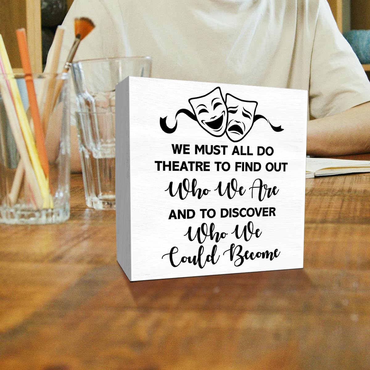 Theater Gifts Musical Theatre Gifts for Theater Lover Actor Actress Director Performers Home Office Room Desk Decor Wooden Box Sign