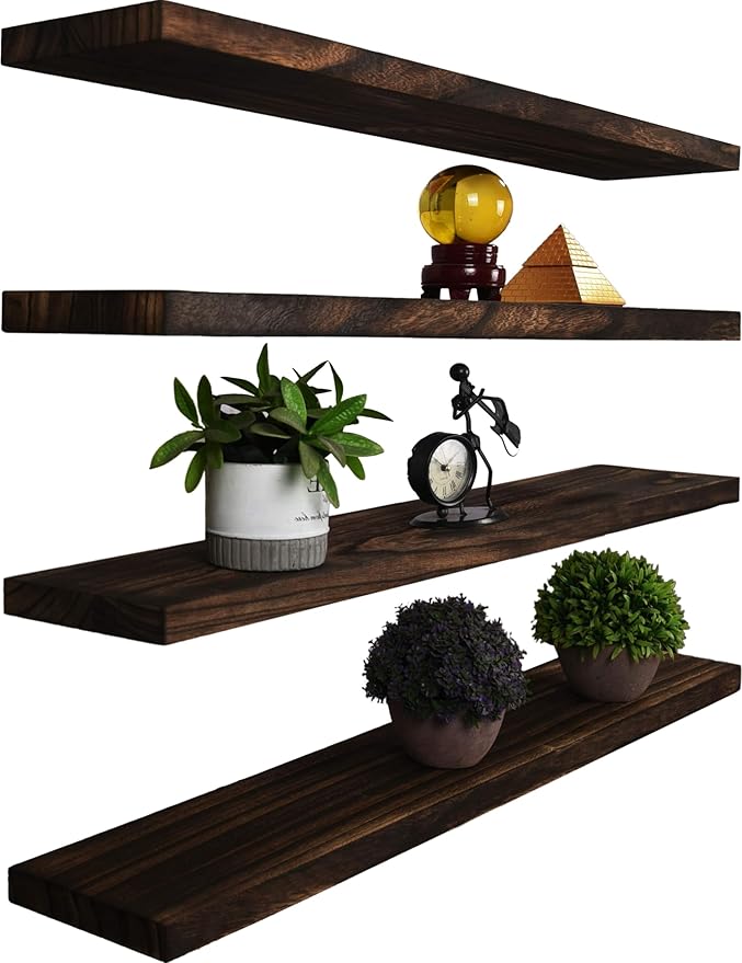 YYWUOJJ Wood Floating Shelves for Wall Decor, Rustic Wall Shelves for Bedroom