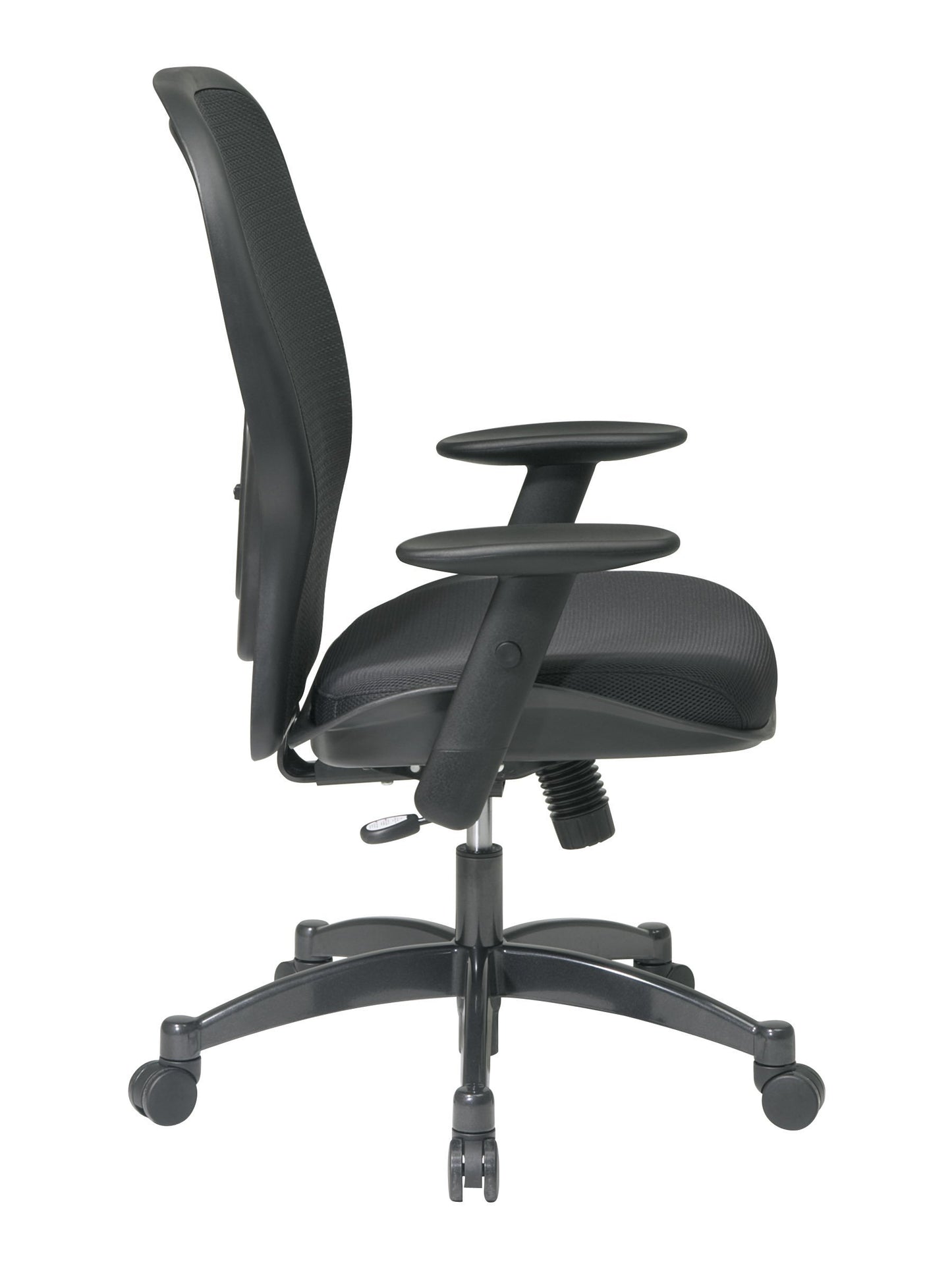 Space Seating 23 Series Breathable Mesh Back Adjustable Manager's Office Chair with Padded Mesh Seat and Heavy Duty Gunmetal Finish Base, Black