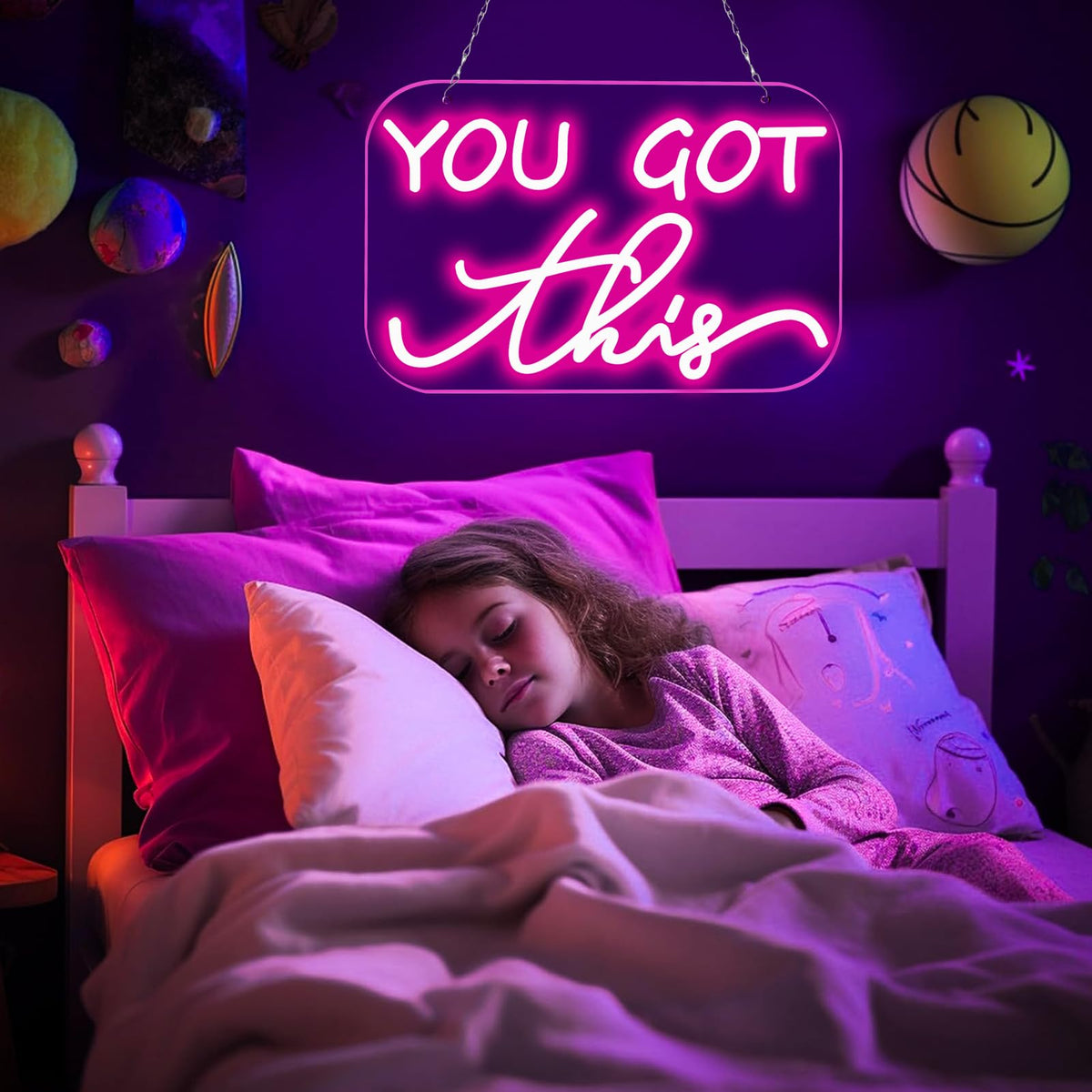 TOPQUALI You Got This Neon Sign,You Got This Sign,You Got This Wall Decor, Led Pink Quotes Motivational Neon Sign for Gym,Office Teamwork,Home Family Sayings,Gifts 16.1 * 10.4Inch