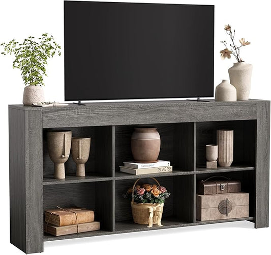 LITTLE TREE TV Stand with Storage, 63-Inch Entertainment Center with Shelves