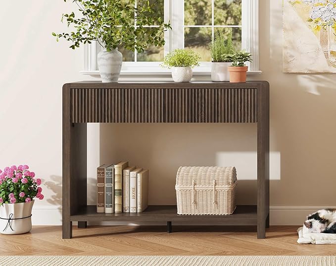 FATORRI Console Entryway Table, Narrow Wooden Sofa Table