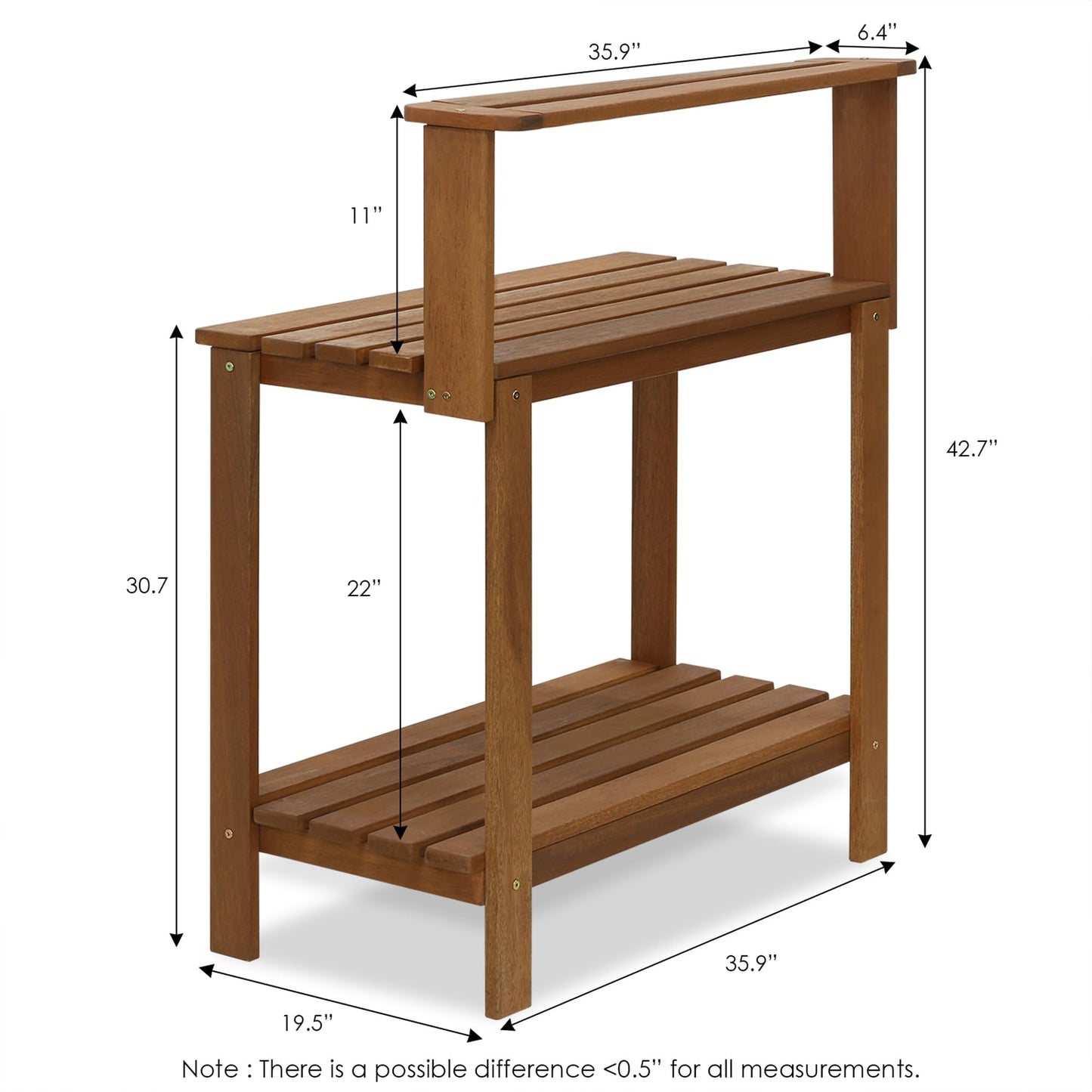 Furinno TIOMAN Potting Bench with Storage, Outdoor Potting Bench Table, Garden Workstation, with Shelves for Gardening, Potting, Planting, Light Wood