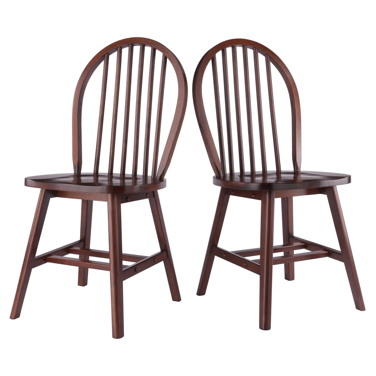 Winsome Windsor 2-Piece Chair Set in Walnut, Classic Ladder Backed Kitchen & Dining Room Chairs, Simple & Elegant Home Seating Solution, Great for Office, Hallway, Bedroom