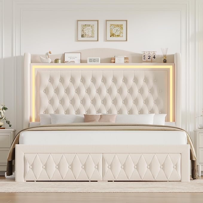Queen Bed Frame 55" Tall Headboard