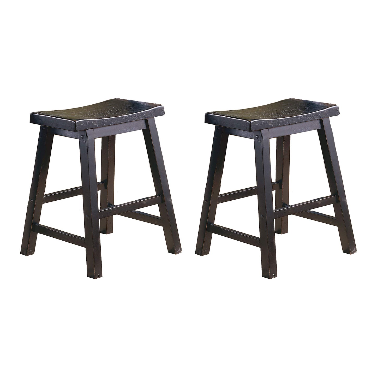Lexicon Victoria Solid Wood Table Height Stool Set of 2 - Kitchen Stool Dining Height Stools for Dining, Armless Chair Seating, Perfect Casual - 17.5" Black Sand