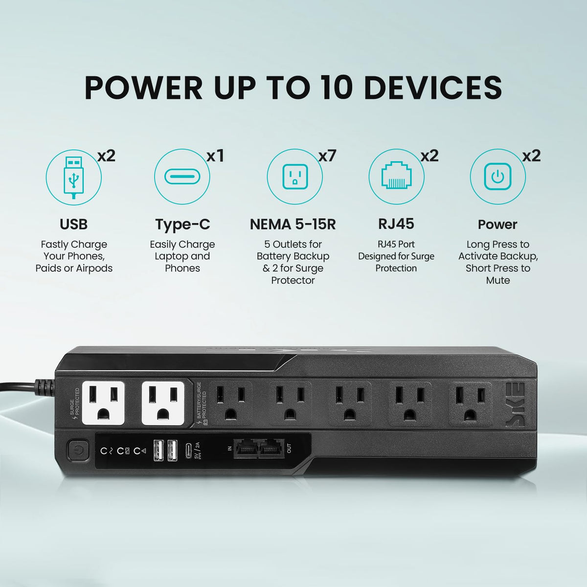 SKE SMART KEY ENERGY SKE 425VA/240W UPS Battery Backu Surge Protector for Computer UPS Battery Backup Uninterruptible Power Supply…, VL425