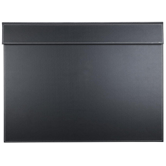 KINGFOM Ultra-Smooth PU Leather Desk Pad & Mat Office Desk Drawing & Writing Board A3/ A4 File Paper Clip Table Protector Mat on Top Large 24''x18'' (Black)