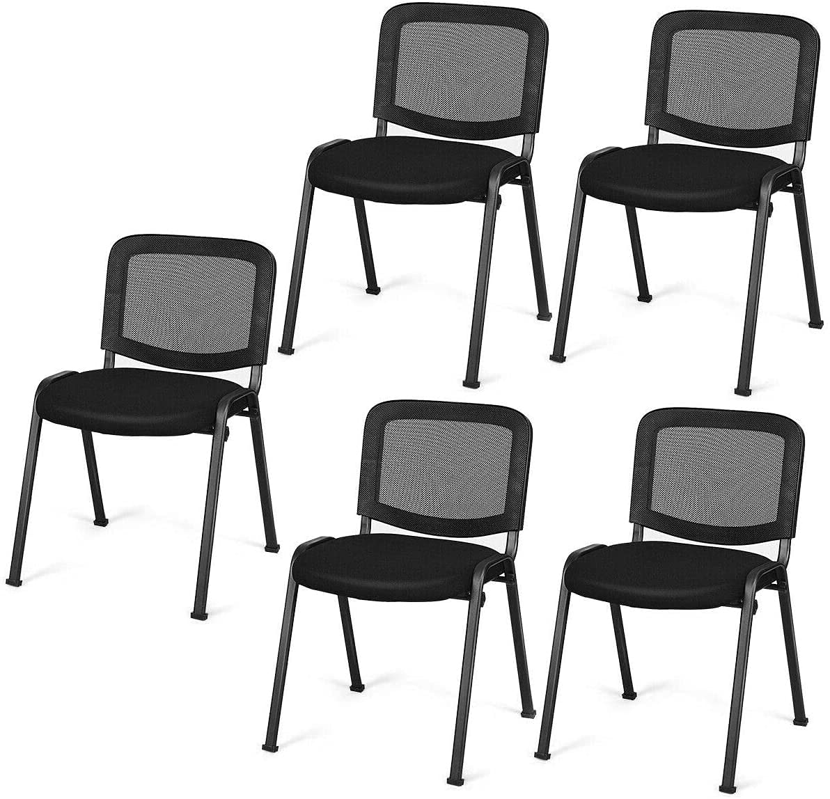 Hysache 5 Pcs Waiting Room Chairs, Modern Conference Chairs Set of 5, Reception Chair with Ergonomic Lumbar Support & Comfort Seat Sponge Cushion for Guest Office Waiting Room, Black