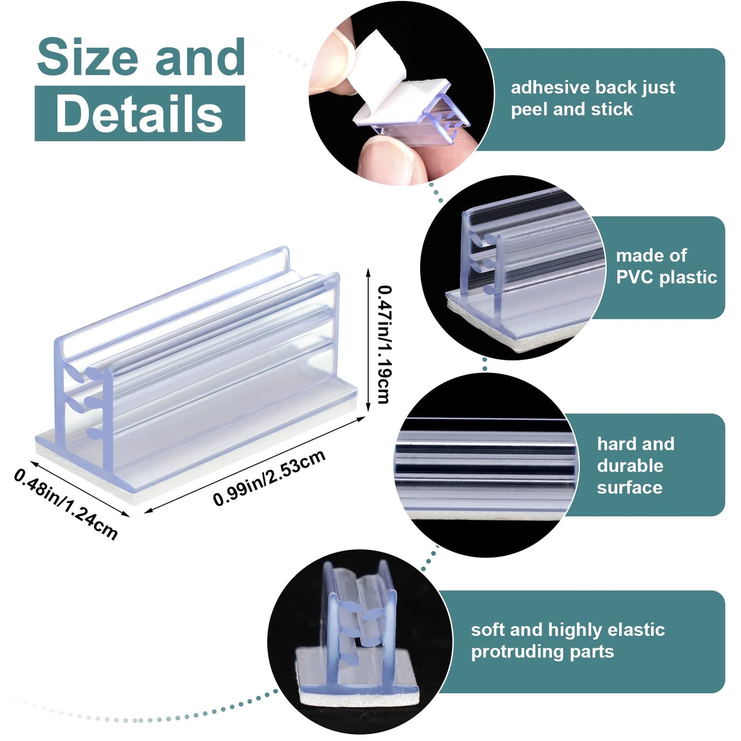 100 Pcs Self Adhesive Sneeze Guard Holder Acrylic Panels Name Tag Holders for Desks Ticket Sign Adhesive Clips for Cards Photos 1 x 0.5 x 0.5''