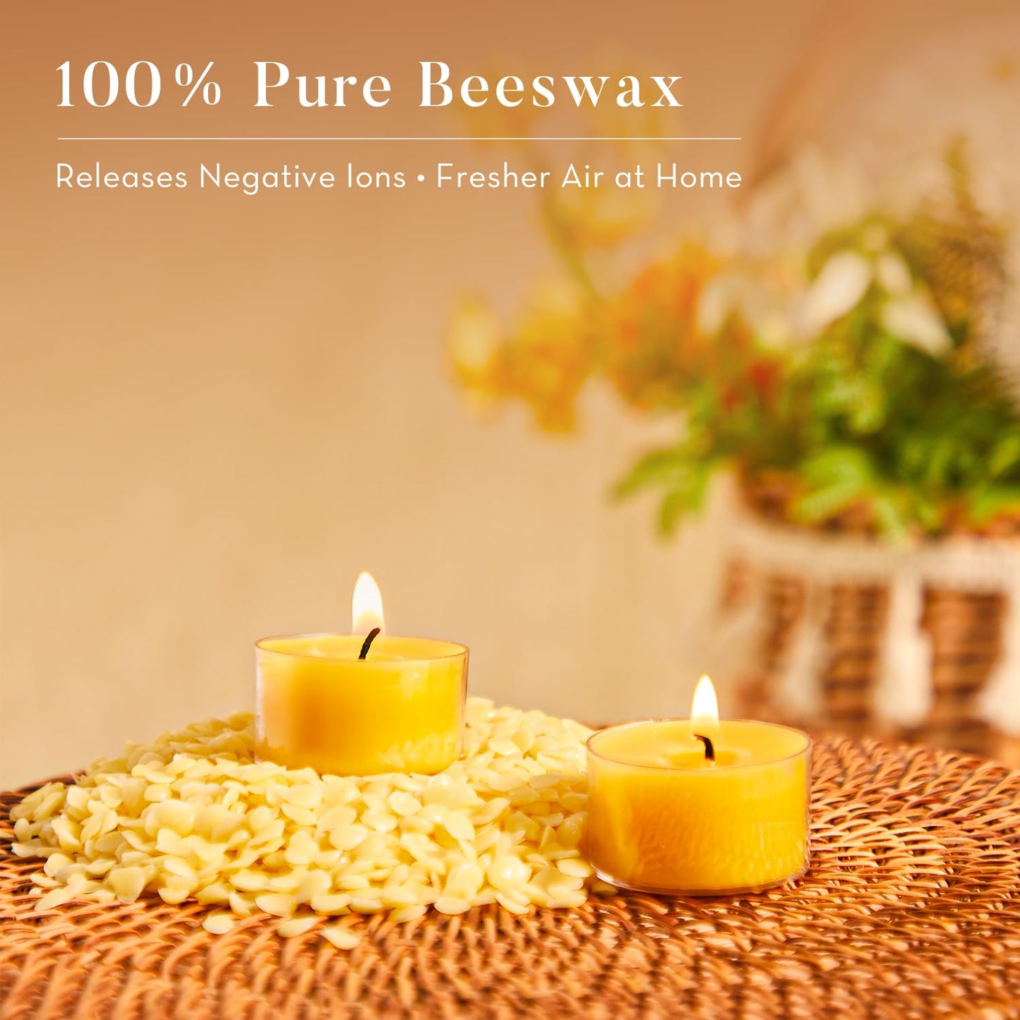 Ashlux 96 Pack Beeswax Tea Lights, 6-Hour Long Burning Tealight Candles in Clear Cup, Tea Candles Pefect for Air Purification Meditation Dinner Home Decor