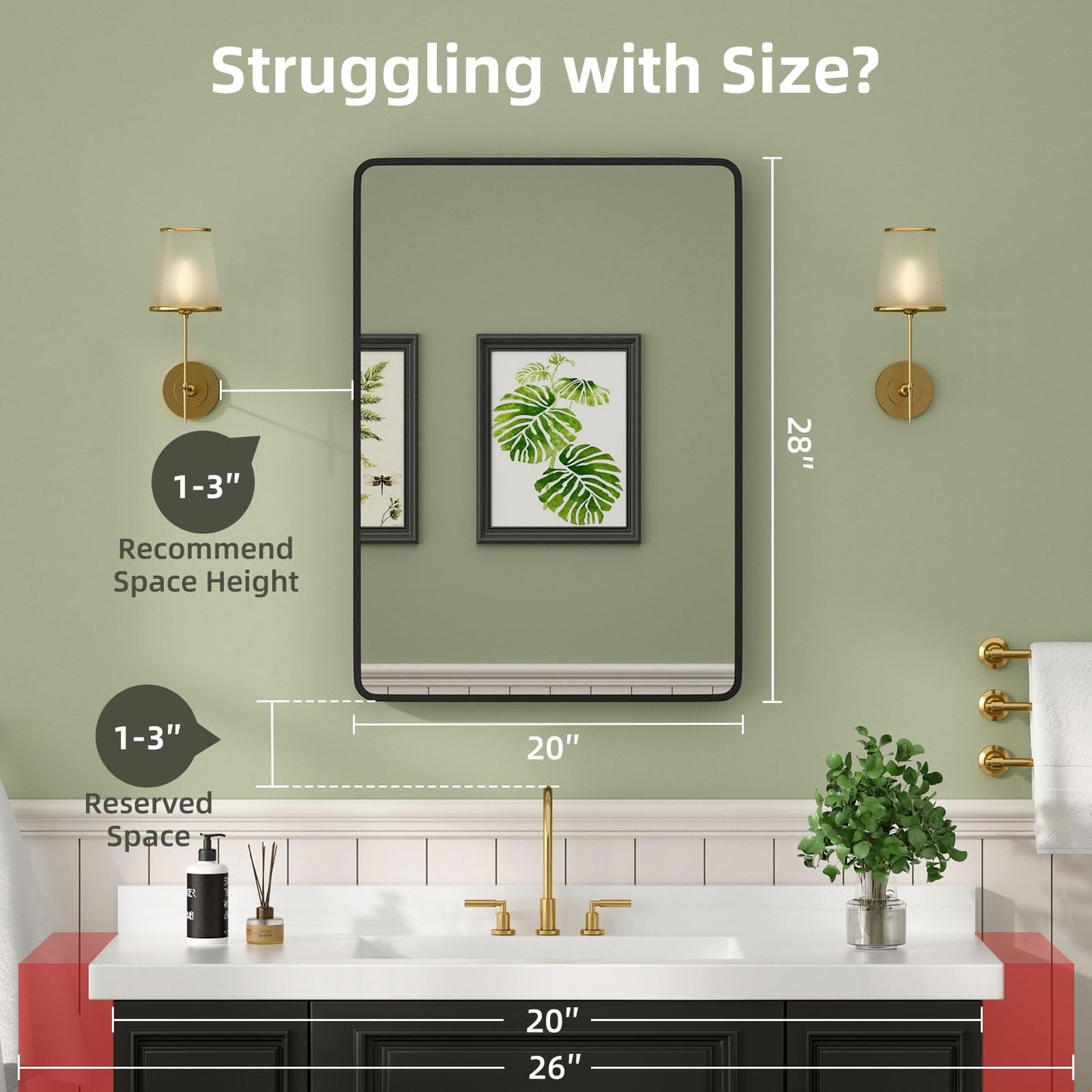 YTSMIR 20×28 Black Medicine Cabinet with Mirror, Bathroom Medicine Cabinet with Mirror for Vanity Wall Mounted & Recessed with Cosmetics Storage Rack, 2 Stable and Removable Shelves, Easy Installation