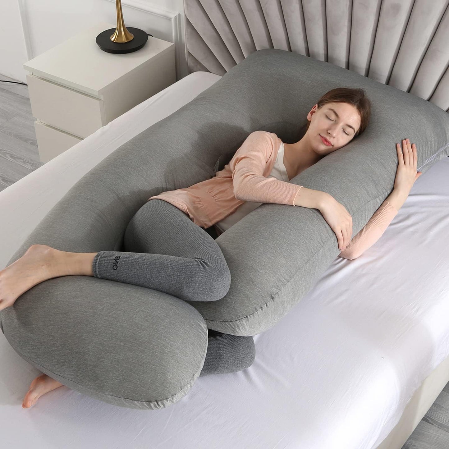 BATTOP Pregnancy Pillows with Cooling Cover,Maternity Body Pillow for Sleeping,Support for Back,Hips,Legs,Belly for Pregnant Women,Pregnancy Must Haves
