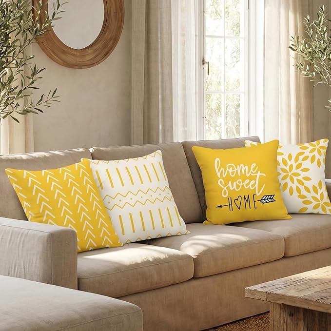 YCOLL Pillow Covers 20x20 Set of 4, Modern Sofa Throw Pillow Cover, Decorative