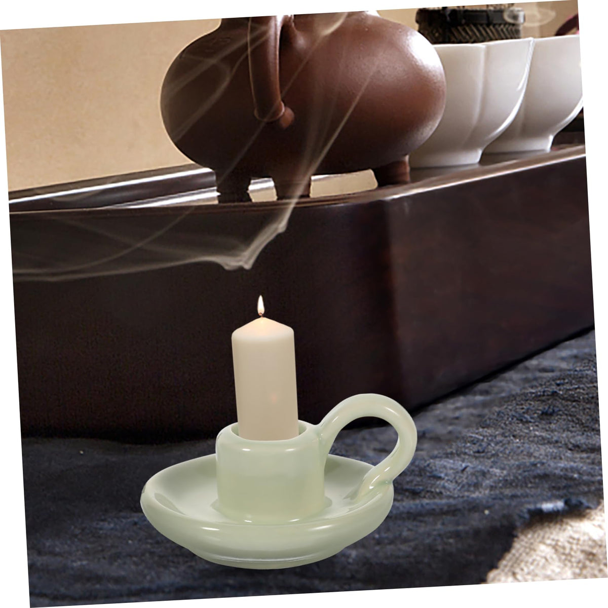 Amosfun 2pcs Ceramic Candle Holders for Dining Table Home Decor Wedding Centerpiece Decorative Candlestick Holders for Parties Easy to Style