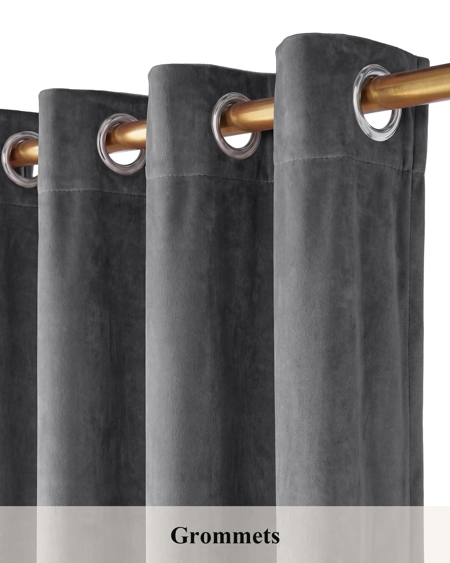 StangH Extra Long Velvet Curtain Panels - Super Soft Velvet Textured Blackout Drapes for Bedroom Thermal Insulated Window Privacy Blinds for Villa/Living Room, Grey, 52 x 108 Inch, 2 Panels