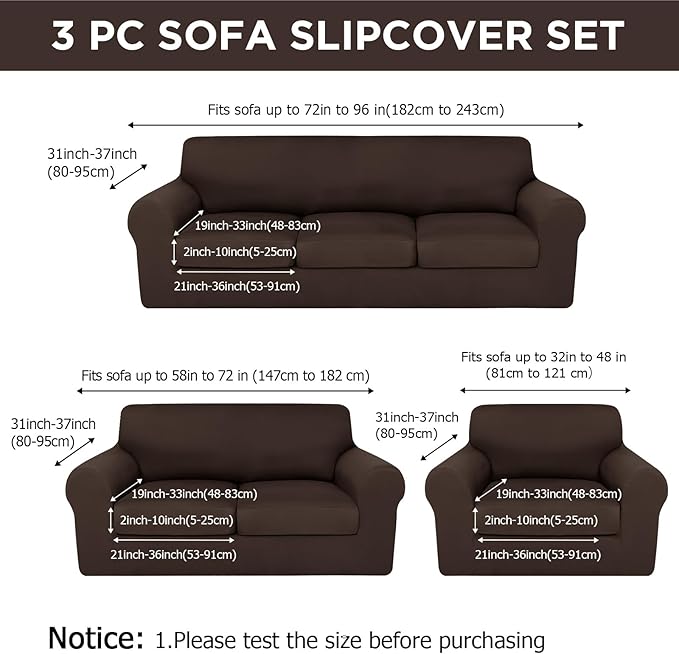 HunnmingRe Sofa Covers for 3 Cushion Couch Stretch Sofa and Loveseat Covers Set