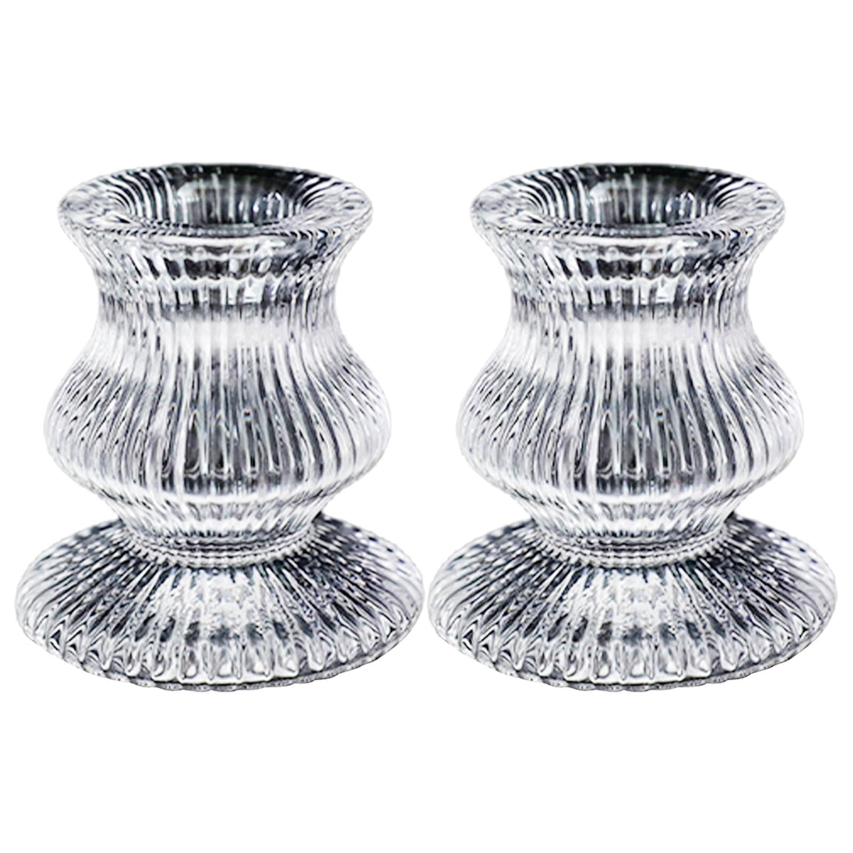 Sophisticated Glass Taper Holders Set of 2 for Wedding Celebration & Festival Home Decors Clear Accessories Wedding Table Decors