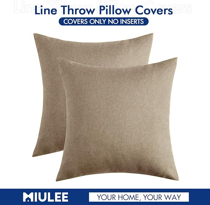 MIULEE Pack of 2 Decorative Outdoor Solid Waterproof Throw Pillow Covers Faux