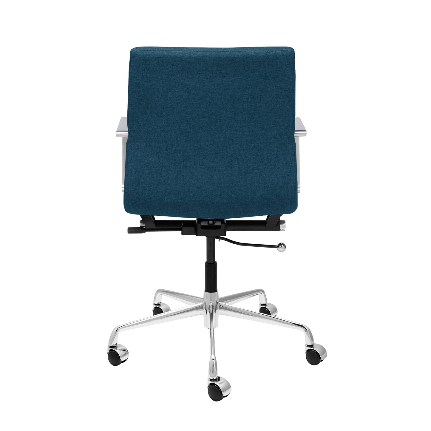 Laura Davidson Furniture SOHO II Ribbed Office Chair - Mid Back Desk Chair, Ergonomically Designed with Arm Rest & Swivel, Made of Poly-Cotton Fabric, Dark Blue Fabric, Computer Chair