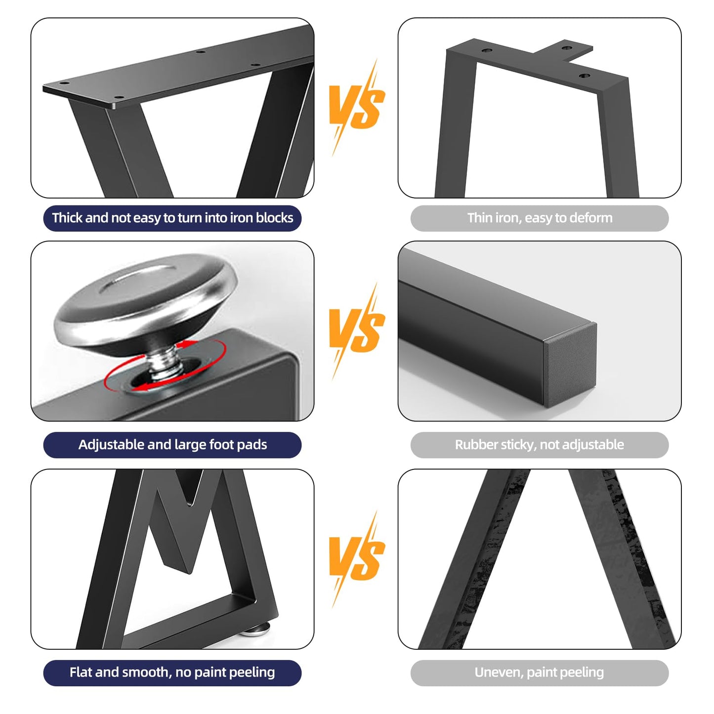 Likapop 36" Metal Coffee Table Legs, Sturdy Black Bench Legs, Suitable for DIY Furniture Legs, Dining Tables, End Table, Chair, Desks, and Benches - 91 cm H x 45 cm W, Set of 2 (36" V-Type)