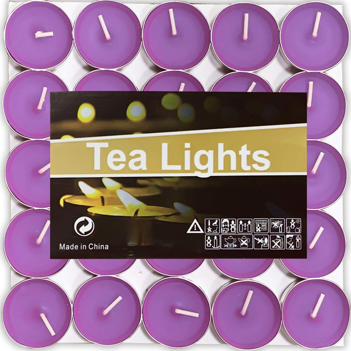 OUO Tea Lights - 50 Pack Smokeless, Dripless & Long Lasting Mini Tealight Candles for Mood, Dinners, Parties, Home Decoration, Wedding, Crafts (Purple)