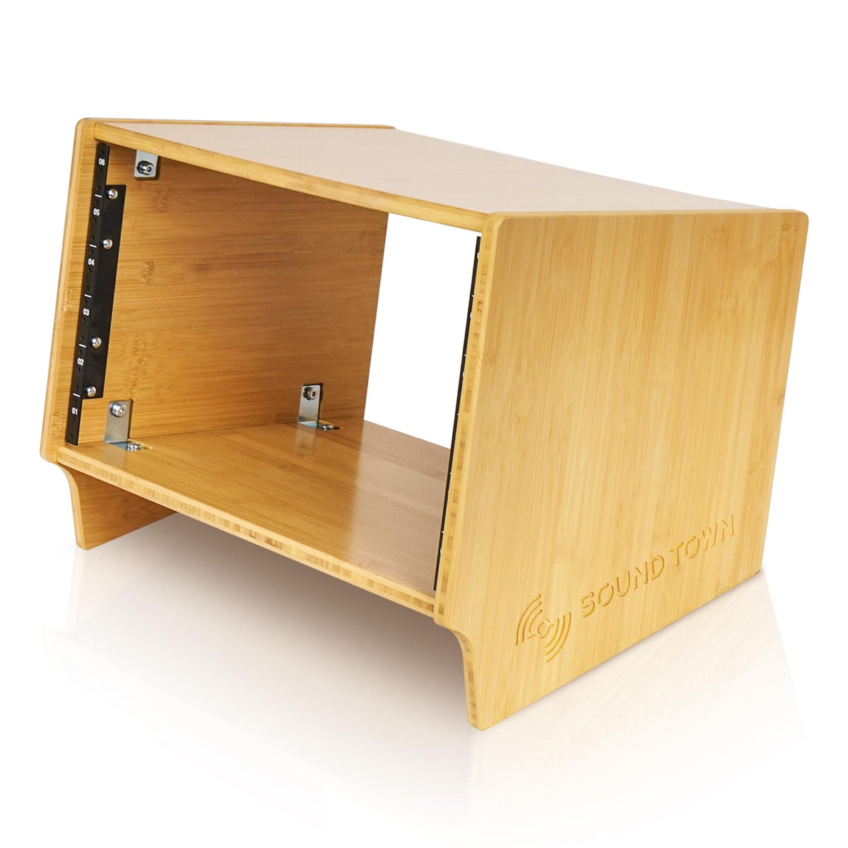 Sound Town DIY 6U Angled Desktop Turret Studio Rack, Solid Carbonized Bamboo, Assembly Required (STBR-6SL)
