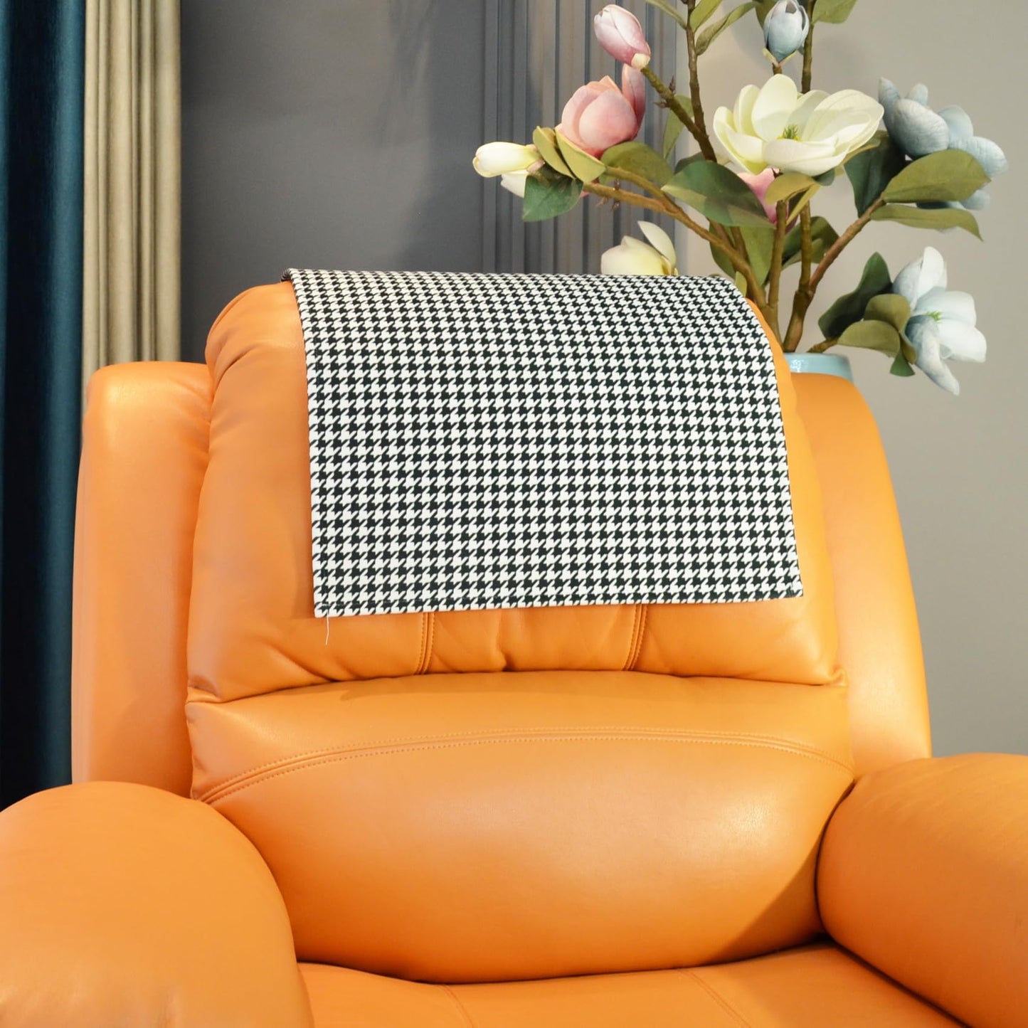 AmazeCov Non Slip Headrest Cover for Recliner Chair, Velvet Printed Lazy Boy Recliner Headrest Cover, Furniture Headrest Protector for Office Chair Theater Seat and Sofa, Houndstooth