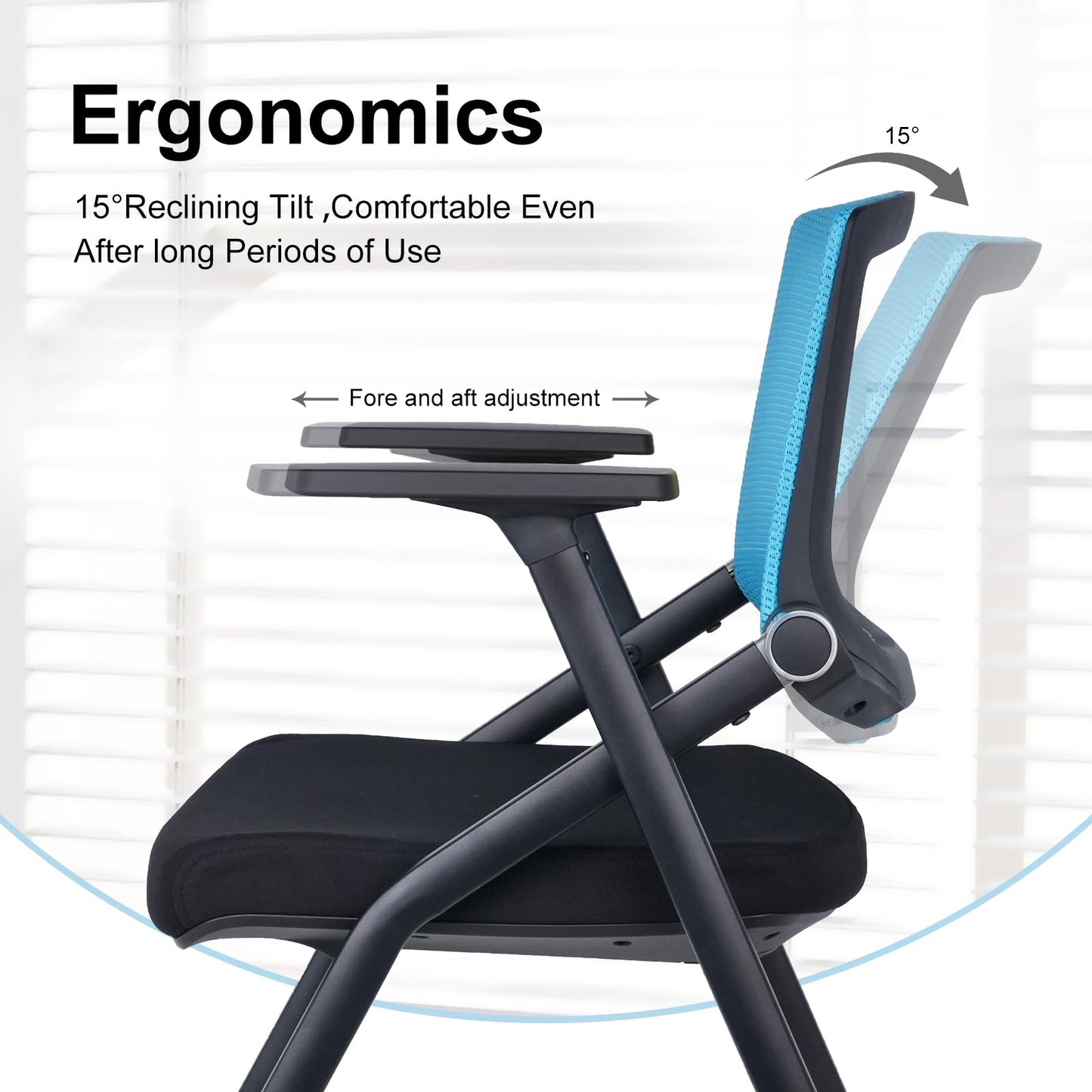 BROBRIYO Upgraded Folding Chair with Wheels and Padded, Ergonomic Mesh Back and Arms for Office, Meetings, Conferences, Receptions, Training Rooms & Folding Office Chairs