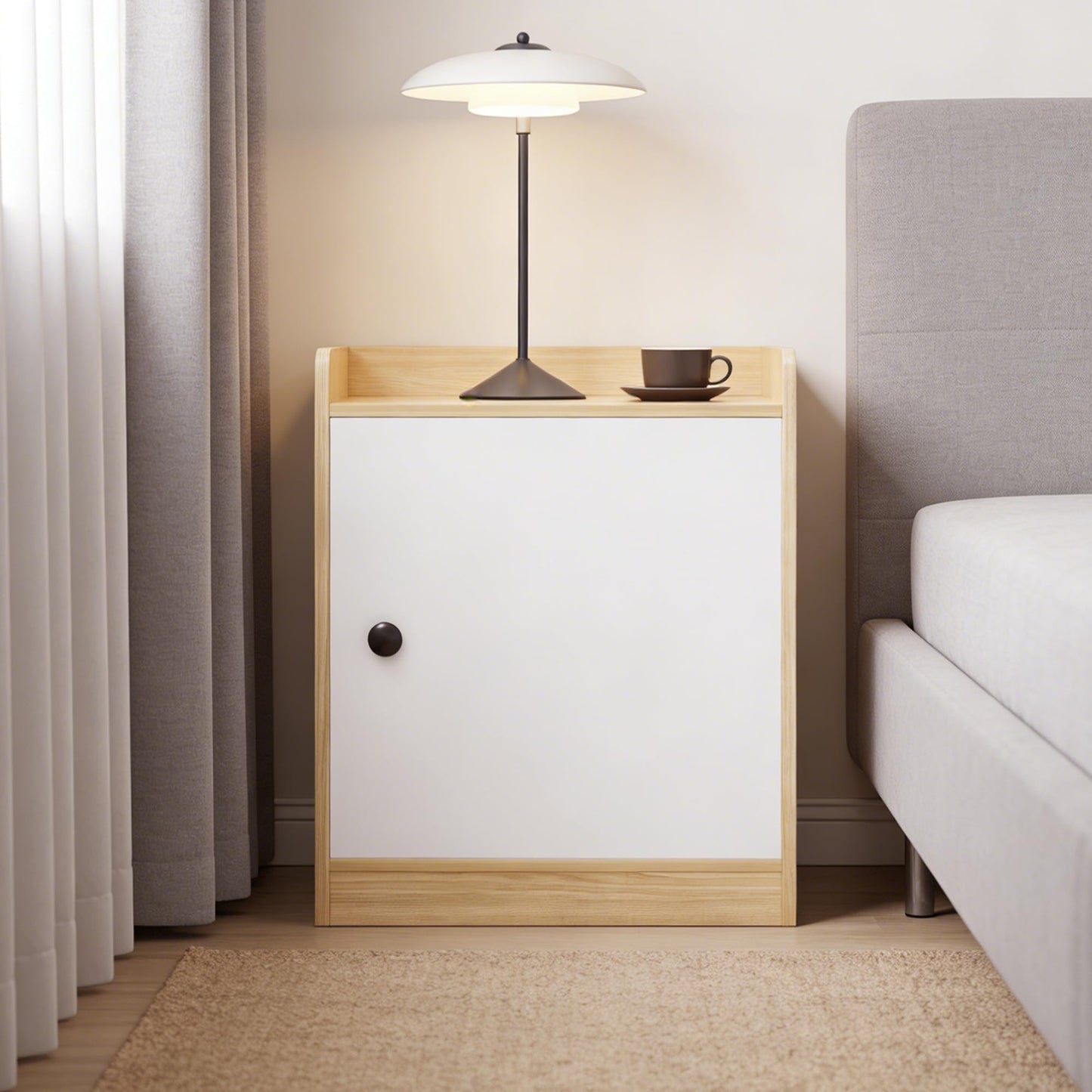 vie poetique Modern Wooden Nightstand, Durable, Elegant Design for Small Spaces, Wooden Night Stand Measuring 11.81" 15.74" 20.86", for Bedroom, Natural