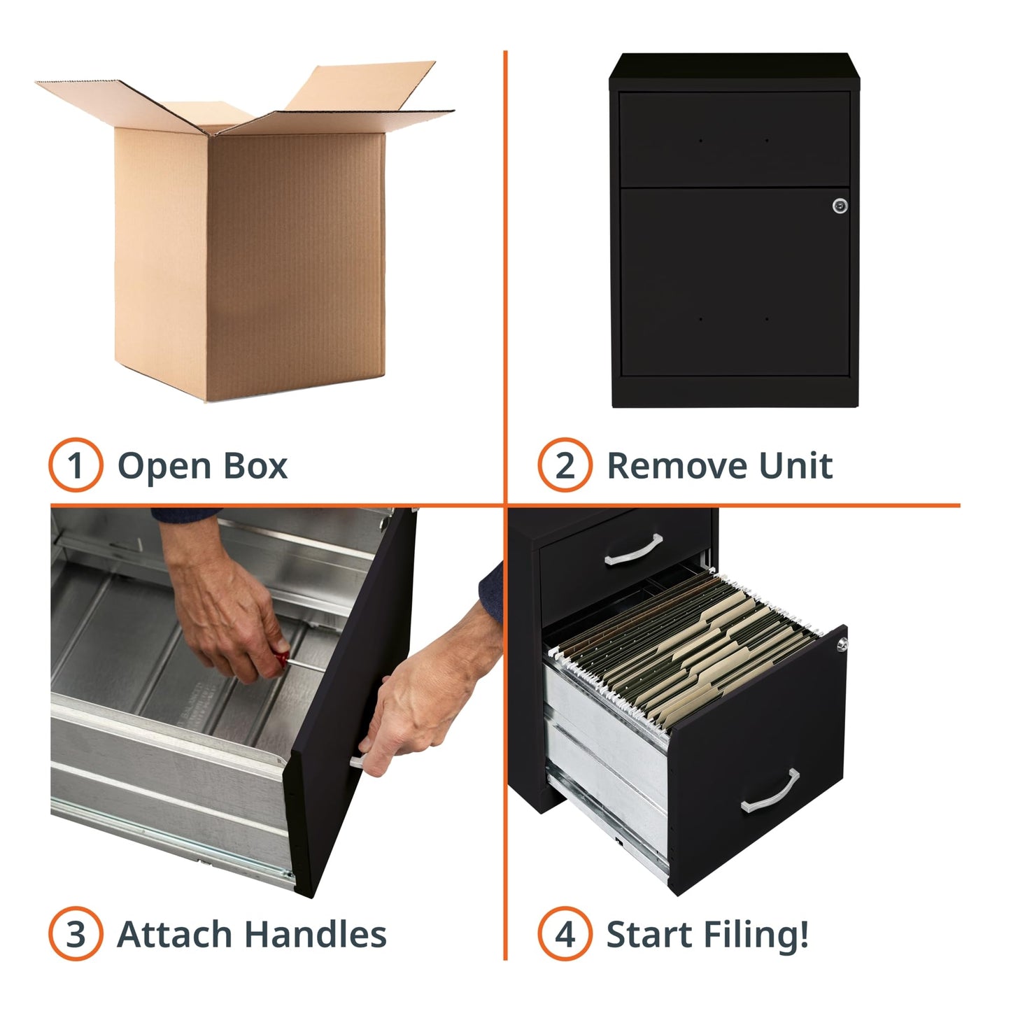 NuSparc 2 Drawer Locking Filing Cabinet | Pre-Assembled Steel Construction | Low-Profile Design is Perfect for Home and Small Office | Letter-Size | Assembled in USA