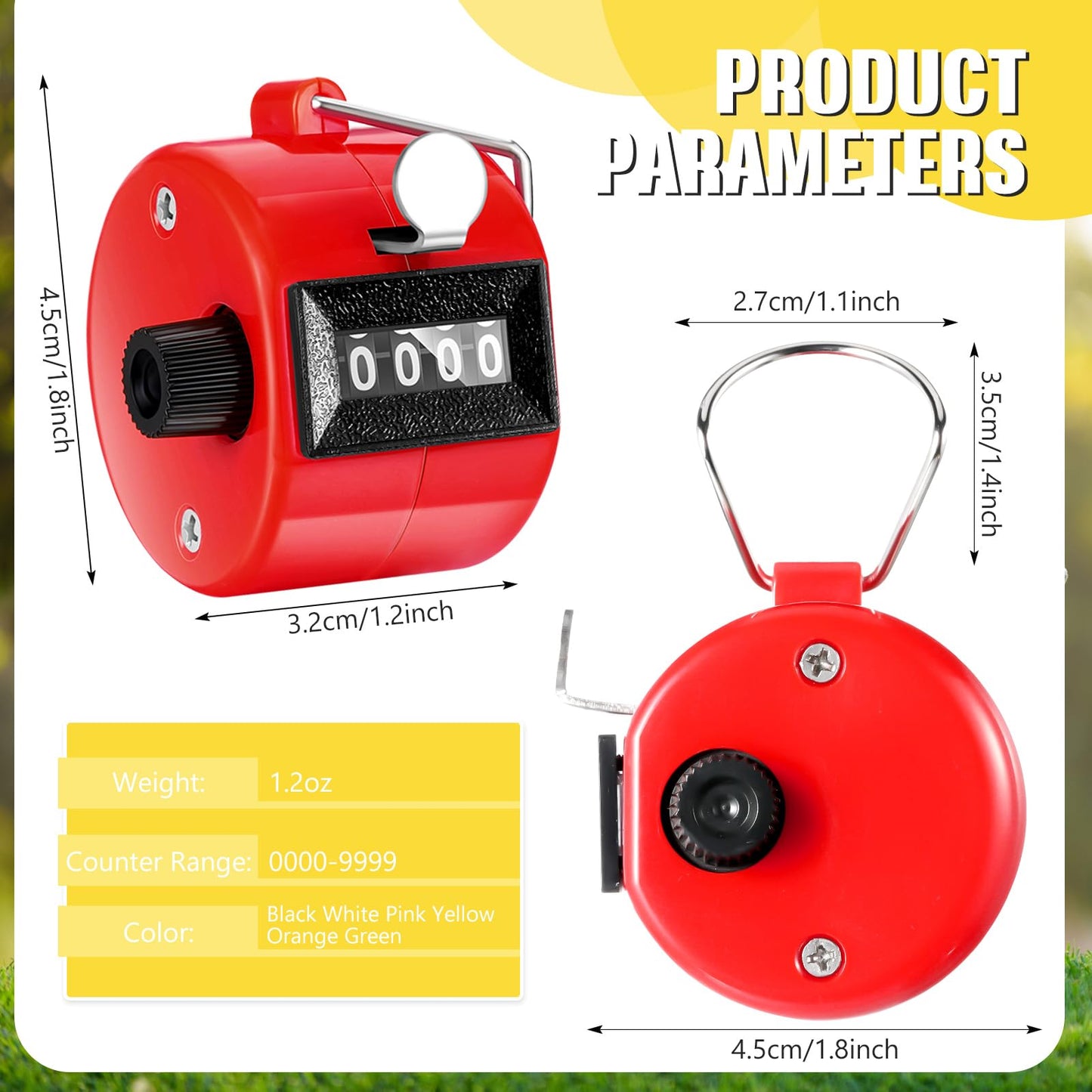 TOODOO 6 Pack Hand Tally Counter 4 Digit Mechanical Palm Clicker Plastic Hand Held Counter Clicker with Metal Finger Ring for School Golf Sports Events Office Stadium(Retro Color)