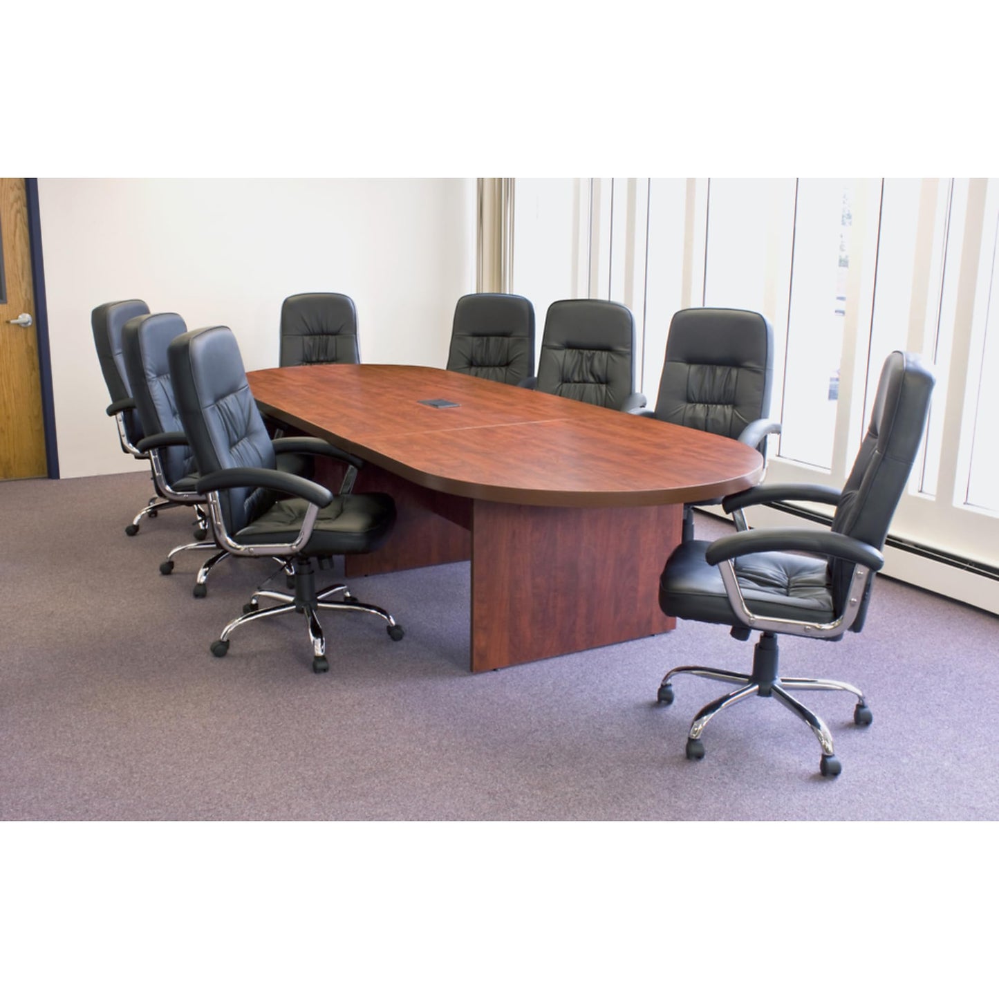 Regency Legacy 14 ft Racetrack Laminate Conference Table with 1 Charging Port, Durable Construction, Scratch-Resistant Surface, and Modern Design for Professional Office Workspaces - Cherry