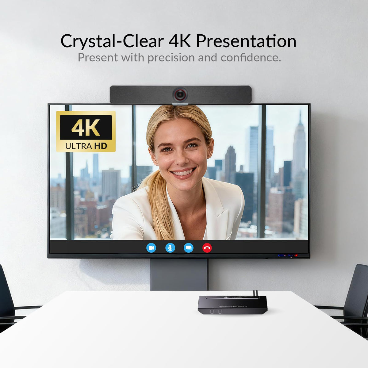 AV Access Conference Docking Station for Meeting Room, 4K Presentation Switch System Screen Mirroring, HDMI & USB C 4K Input, Hybrid Conference System, 3 USB 3.0 Ports for Webcam and Speakerphone