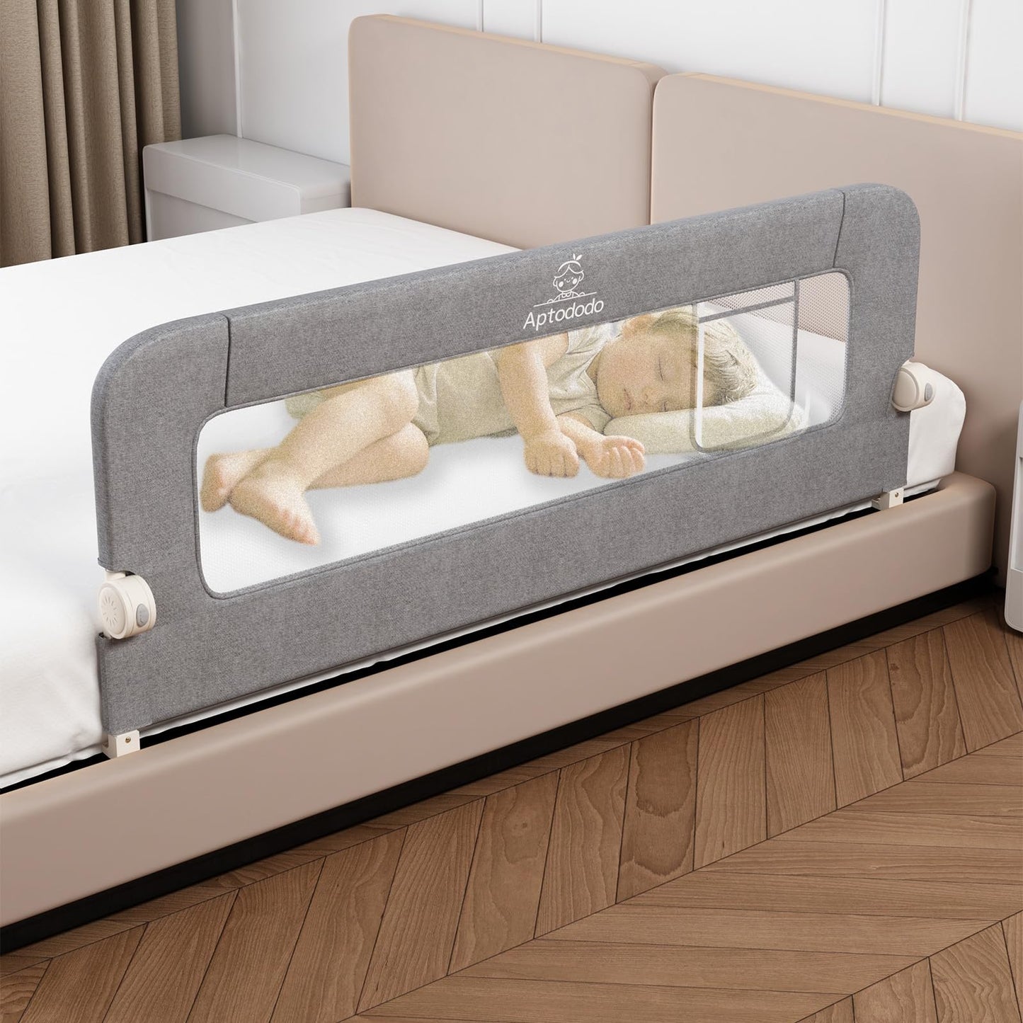 Aptododo 59" Upgraded Bed Rail for Toddlers with U-Shape Base, Toddler Bed Rails with More Stable and Secure, Fit for Twin, Full, Queen Size Bed,High/Low Mattresses, Box/Platform Bed